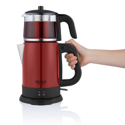 Arnica Demli Stil Kırmızı Cam Çay Makinesi - Thumbnail